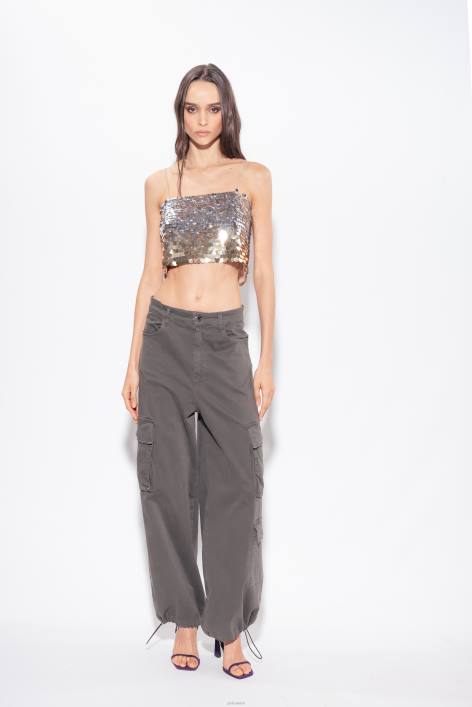 Nach oben | Pinko Gold-Silber Paillettenbesetztes Crop-Top mit Fade-EffektZ4ZP317