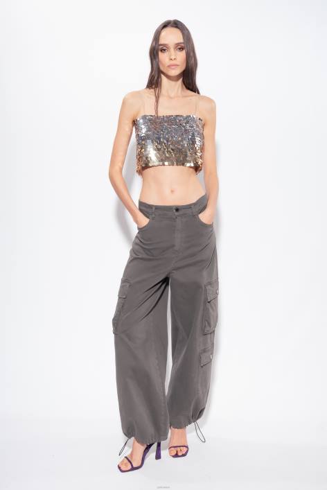 Nach oben | Pinko Gold-Silber Paillettenbesetztes Crop-Top mit Fade-EffektZ4ZP317