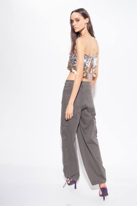 Nach oben | Pinko Gold-Silber Paillettenbesetztes Crop-Top mit Fade-EffektZ4ZP317