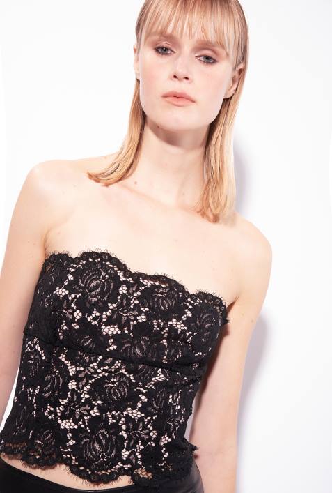 Nach oben | Pinko Limousine schwarz Bustier-Oberteil aus SpitzeZ4ZP434