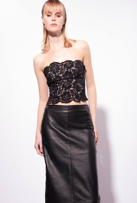 Nach oben | Pinko Limousine schwarz Bustier-Oberteil aus SpitzeZ4ZP434