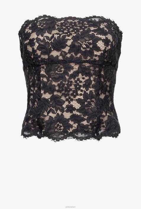 Nach oben | Pinko Limousine schwarz Bustier-Oberteil aus SpitzeZ4ZP434
