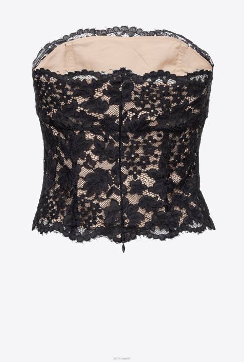 Nach oben | Pinko Limousine schwarz Bustier-Oberteil aus SpitzeZ4ZP434