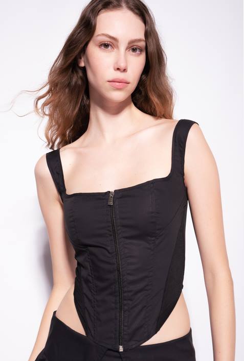 Nach oben | Pinko Limousine schwarz Bustier aus PopelineZ4ZP483