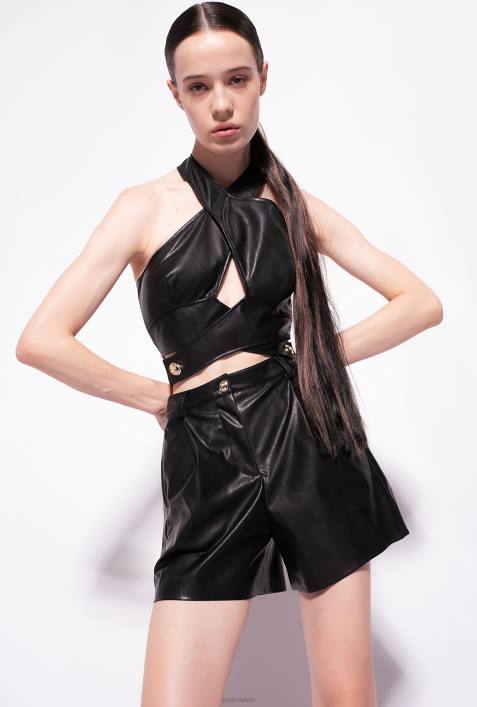 Nach oben | Pinko Limousine schwarz Crop-Top in LederoptikZ4ZP435