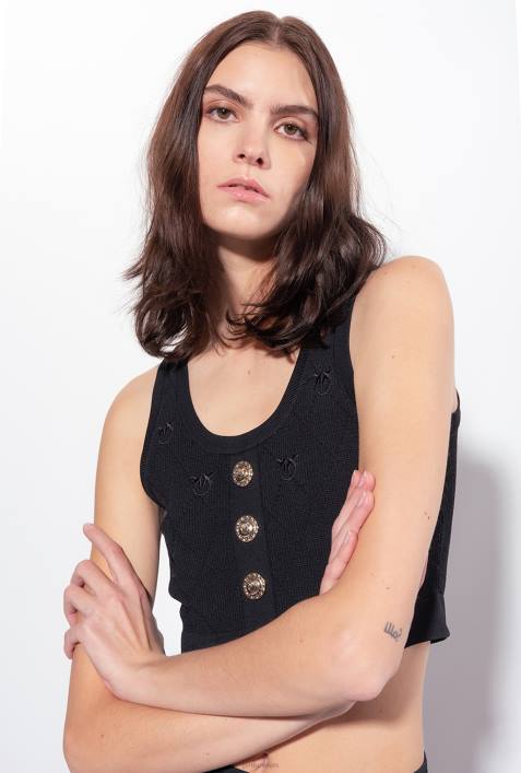 Nach oben | Pinko Limousine schwarz Crop-Top mit Monogramm-JacquardmusterZ4ZP364