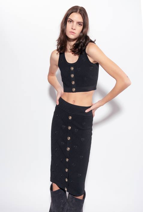 Nach oben | Pinko Limousine schwarz Crop-Top mit Monogramm-JacquardmusterZ4ZP364
