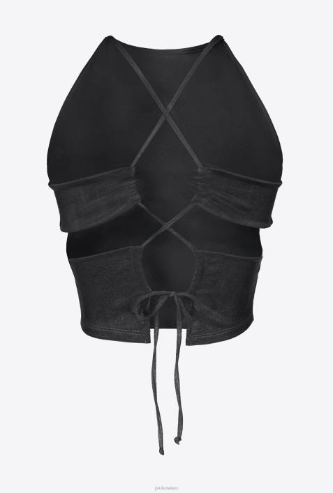 Nach oben | Pinko Limousine schwarz Fließendes Crop-Top aus JerseyZ4ZP346