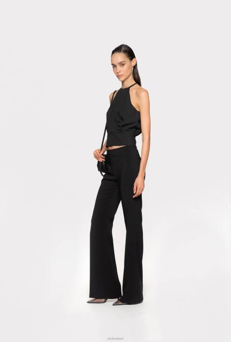 Nach oben | Pinko Limousine schwarz Fließendes Crop-Top aus KreppZ4ZP357