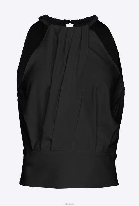 Nach oben | Pinko Limousine schwarz Fließendes Crop-Top aus KreppZ4ZP357
