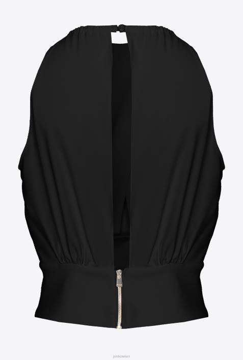 Nach oben | Pinko Limousine schwarz Fließendes Crop-Top aus KreppZ4ZP357