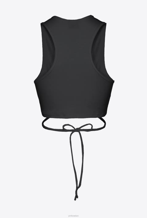 Nach oben | Pinko Limousine schwarz Geripptes Crop-Top mit SchnürungZ4ZP466