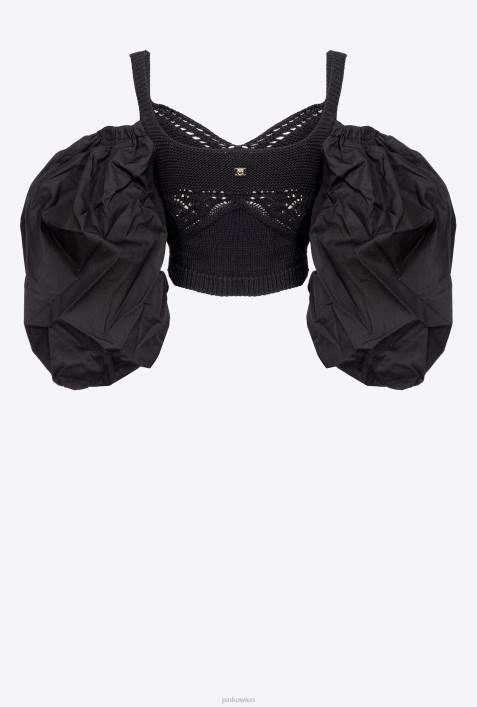 Nach oben | Pinko Limousine schwarz Oberteil aus Trikot und PopelineZ4ZP440