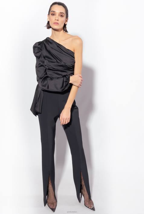 Nach oben | Pinko Limousine schwarz One-Shoulder-Oberteil aus SatinZ4ZP247