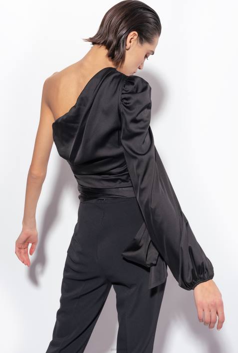 Nach oben | Pinko Limousine schwarz One-Shoulder-Oberteil aus SatinZ4ZP247