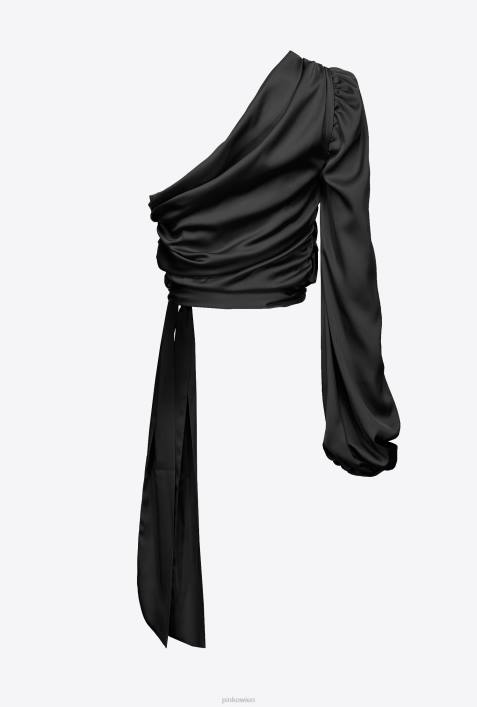 Nach oben | Pinko Limousine schwarz One-Shoulder-Oberteil aus SatinZ4ZP247