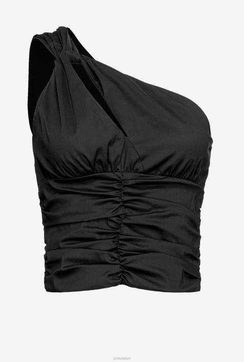 Nach oben | Pinko Limousine schwarz One-Shoulder-Oberteil aus Stretch-PopelineZ4ZP390