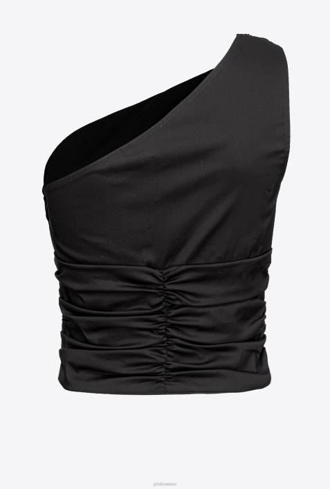 Nach oben | Pinko Limousine schwarz One-Shoulder-Oberteil aus Stretch-PopelineZ4ZP390