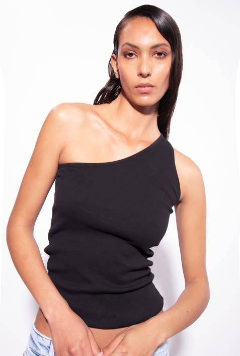 Nach oben | Pinko Limousine schwarz One-Shoulder-Top mit StickereiZ4ZP470