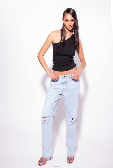 Nach oben | Pinko Limousine schwarz One-Shoulder-Top mit StickereiZ4ZP470