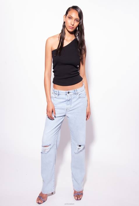 Nach oben | Pinko Limousine schwarz One-Shoulder-Top mit StickereiZ4ZP470