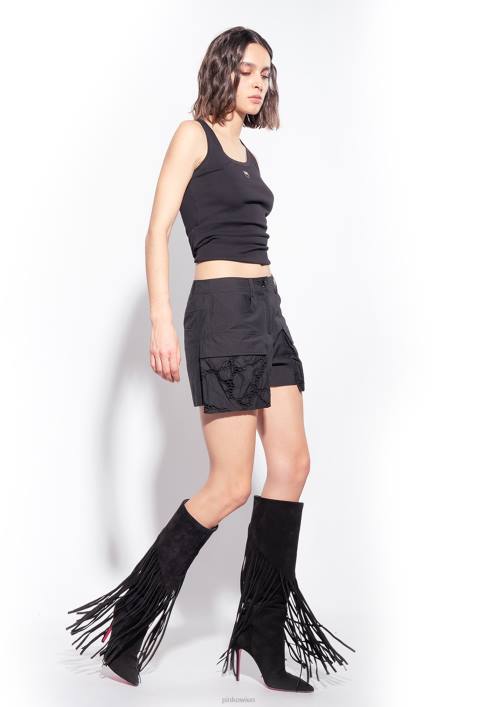 Nach oben | Pinko Limousine schwarz Tanktop mit Love-Vogel-StickereiZ4ZP373