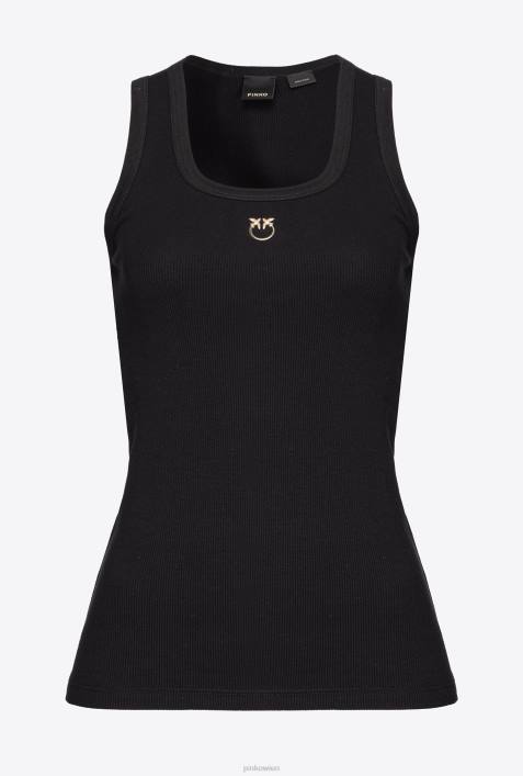 Nach oben | Pinko Limousine schwarz Tanktop mit Love-Vogel-StickereiZ4ZP373