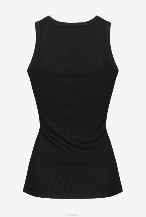 Nach oben | Pinko Limousine schwarz Tanktop mit Love-Vogel-StickereiZ4ZP373