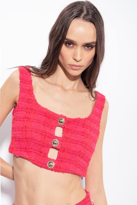 Nach oben | Pinko Multi-Fuchsia/Rot Gemustertes Crop-Top aus TweedZ4ZP362