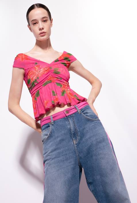 Nach oben | Pinko Multi-Fuchsia/Rot Oberteil mit BlumendruckZ4ZP370