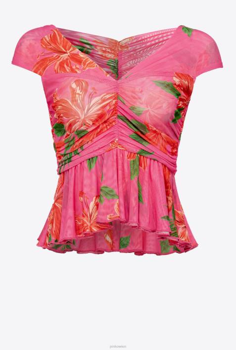 Nach oben | Pinko Multi-Fuchsia/Rot Oberteil mit BlumendruckZ4ZP370
