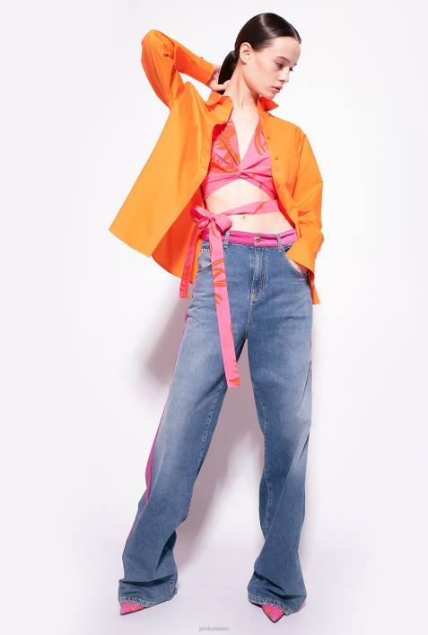 Nach oben | Pinko Pink Rot Oberteil mit Schärpe und großen bedruckten BlumenZ4ZP371