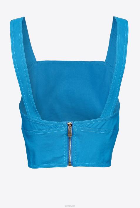 Nach oben | Pinko Regisseur blau Crop-Top aus Stretch-LeinenZ4ZP449