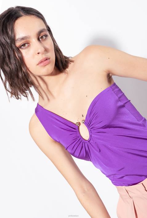 Nach oben | Pinko Stolz lila One-Shoulder-Top mit RingZ4ZP463