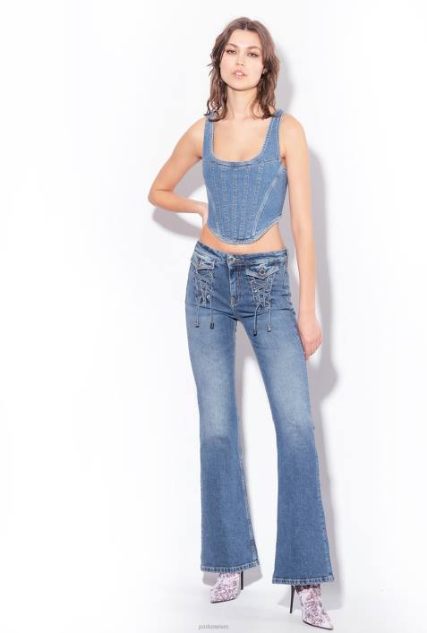 Nach oben | Pinko dunkle mittlere Waschung Bustier-Oberteil aus DenimZ4ZP386