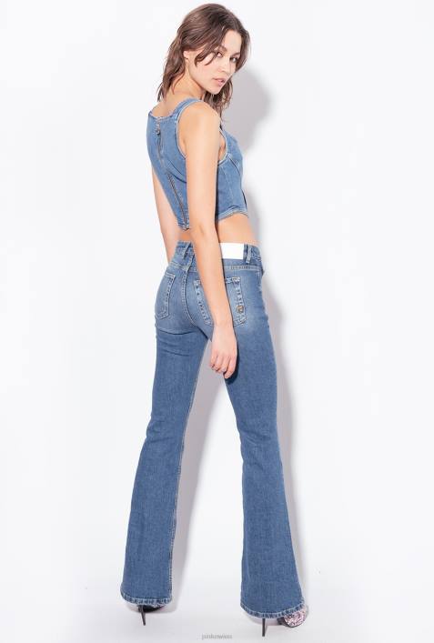 Nach oben | Pinko dunkle mittlere Waschung Bustier-Oberteil aus DenimZ4ZP386