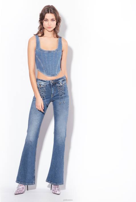 Nach oben | Pinko dunkle mittlere Waschung Bustier-Oberteil aus DenimZ4ZP386