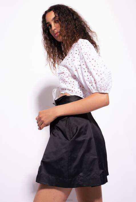 Nach oben | Pinko helles Weiss Crop-Top aus Baumwolle mit LochstickereiZ4ZP290