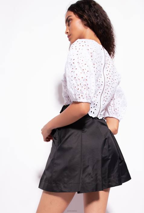 Nach oben | Pinko helles Weiss Crop-Top aus Baumwolle mit LochstickereiZ4ZP290
