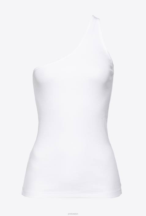 Nach oben | Pinko helles Weiss One-Shoulder-Top mit StickereiZ4ZP469