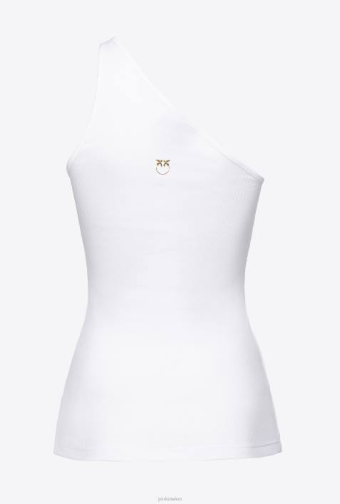 Nach oben | Pinko helles Weiss One-Shoulder-Top mit StickereiZ4ZP469