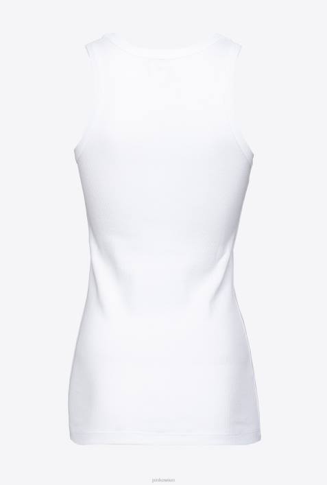Nach oben | Pinko helles Weiss Tanktop mit Love-Vogel-StickereiZ4ZP374