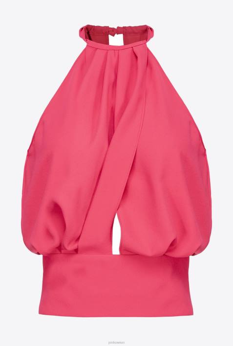 Nach oben | Pinko himbeerrot Fließendes Crop-Top aus KreppZ4ZP356