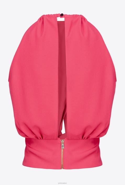 Nach oben | Pinko himbeerrot Fließendes Crop-Top aus KreppZ4ZP356