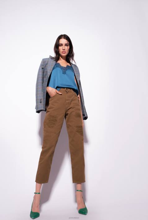Nach oben | Pinko marokkanisches Blau Oberteil aus Satin und SpitzeZ4ZP478