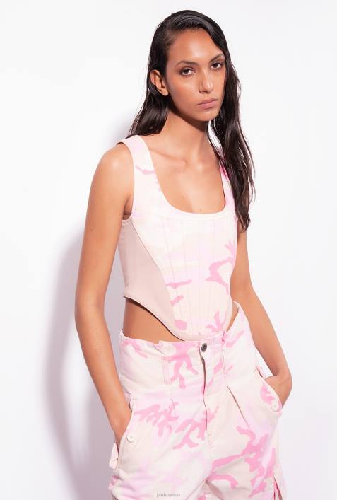 Nach oben | Pinko mehrfarbig/rosa Bull-Bustier-Oberteil mit TarnmusterZ4ZP427