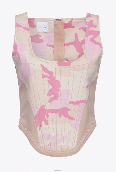 Nach oben | Pinko mehrfarbig/rosa Bull-Bustier-Oberteil mit TarnmusterZ4ZP427