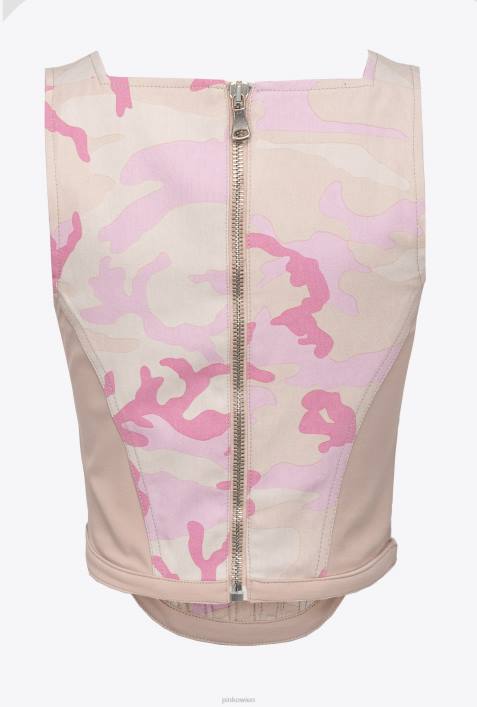 Nach oben | Pinko mehrfarbig/rosa Bull-Bustier-Oberteil mit TarnmusterZ4ZP427