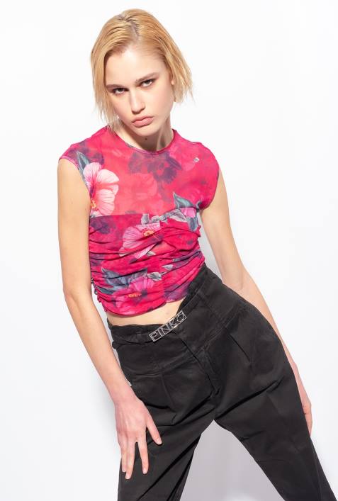 Nach oben | Pinko multi. Fuchsia/Rosa Oberteil mit Hibiskus-PrintZ4ZP395