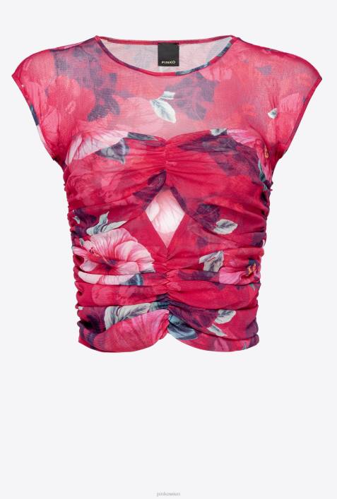 Nach oben | Pinko multi. Fuchsia/Rosa Oberteil mit Hibiskus-PrintZ4ZP395